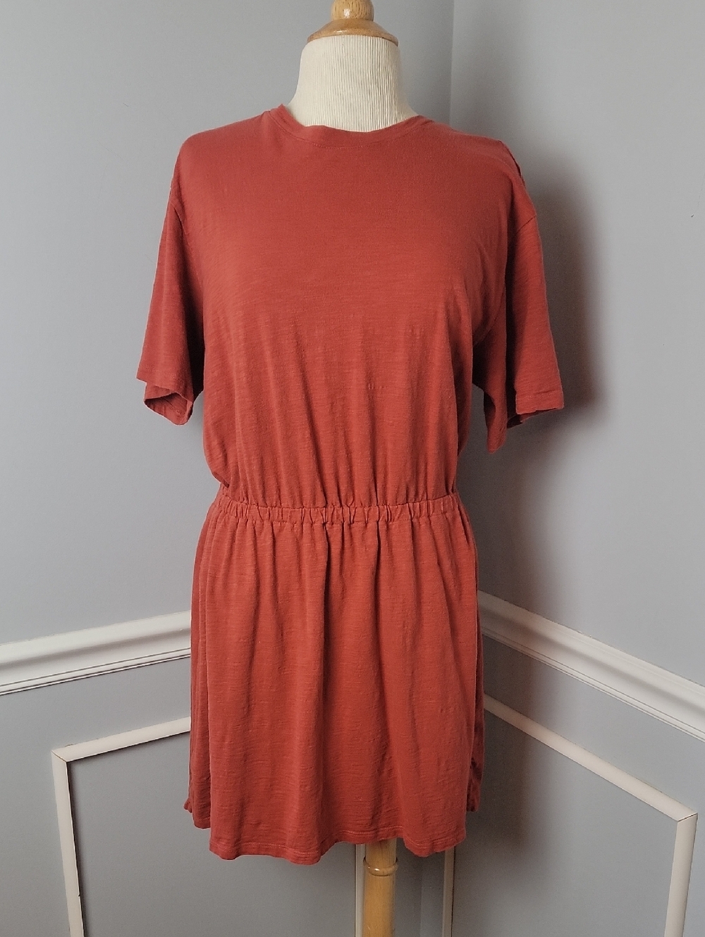 OLD NAVY Burnt Orange Short Sleeve Elastic Waist Mini Casual T-Shirt Dress L